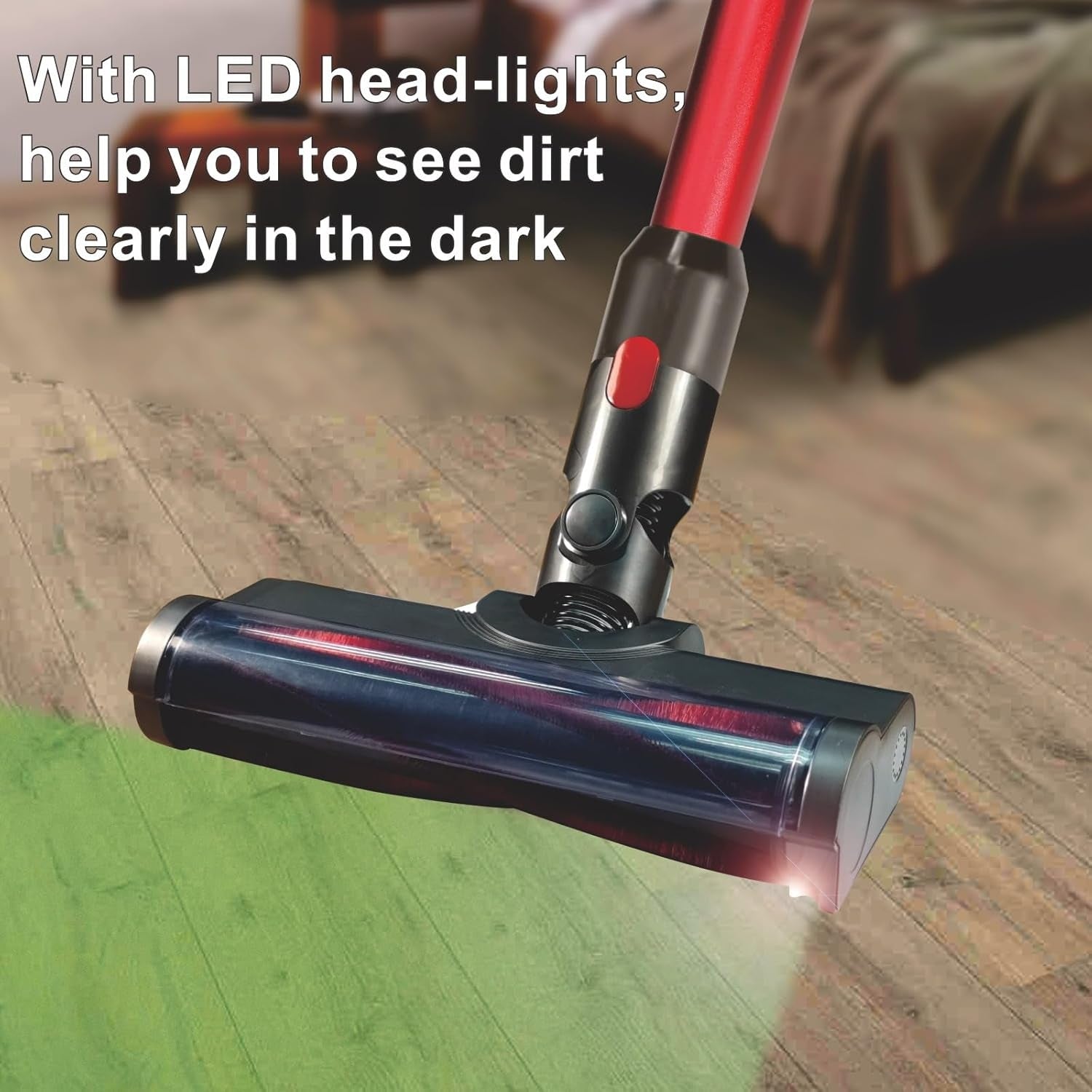 For Dyson V6 Vacuum Cleaner Floor Brush Head with Green LED Light