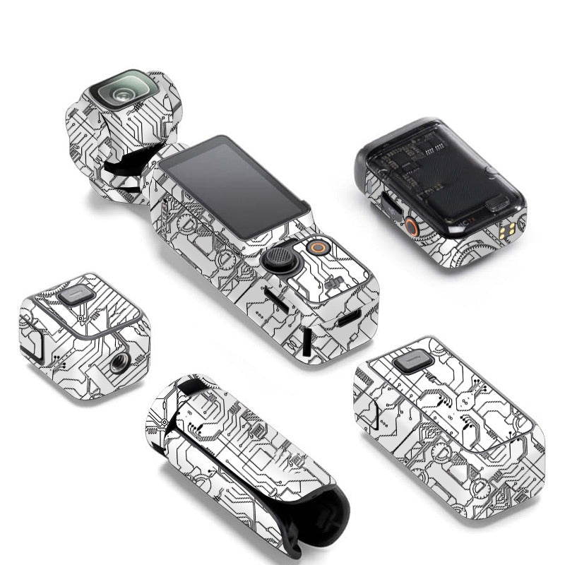 For DJI Pocket 3 Camera Stickers Anti-scratch Non-adhesive Protective Film(Circuit White)