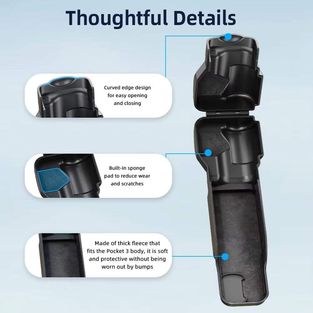 For DJI OSMO Pocket 3 BRDRC Lens Cap Camera Case Screen Protector Accessories(Blue)