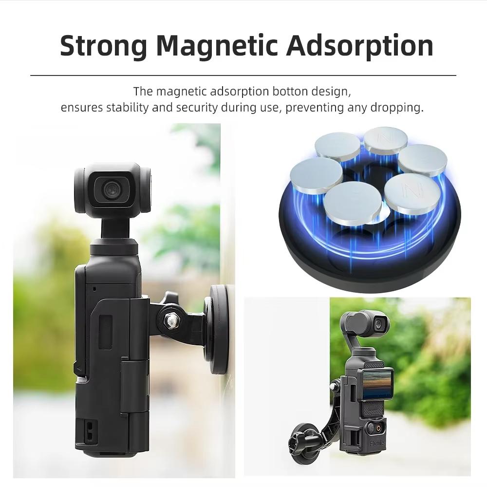 6pcs /Set For DJI Osmo Pocket 3 Flymile Magnetic Bracket Fixed Base Back Clip Adapter Bezel Accessories