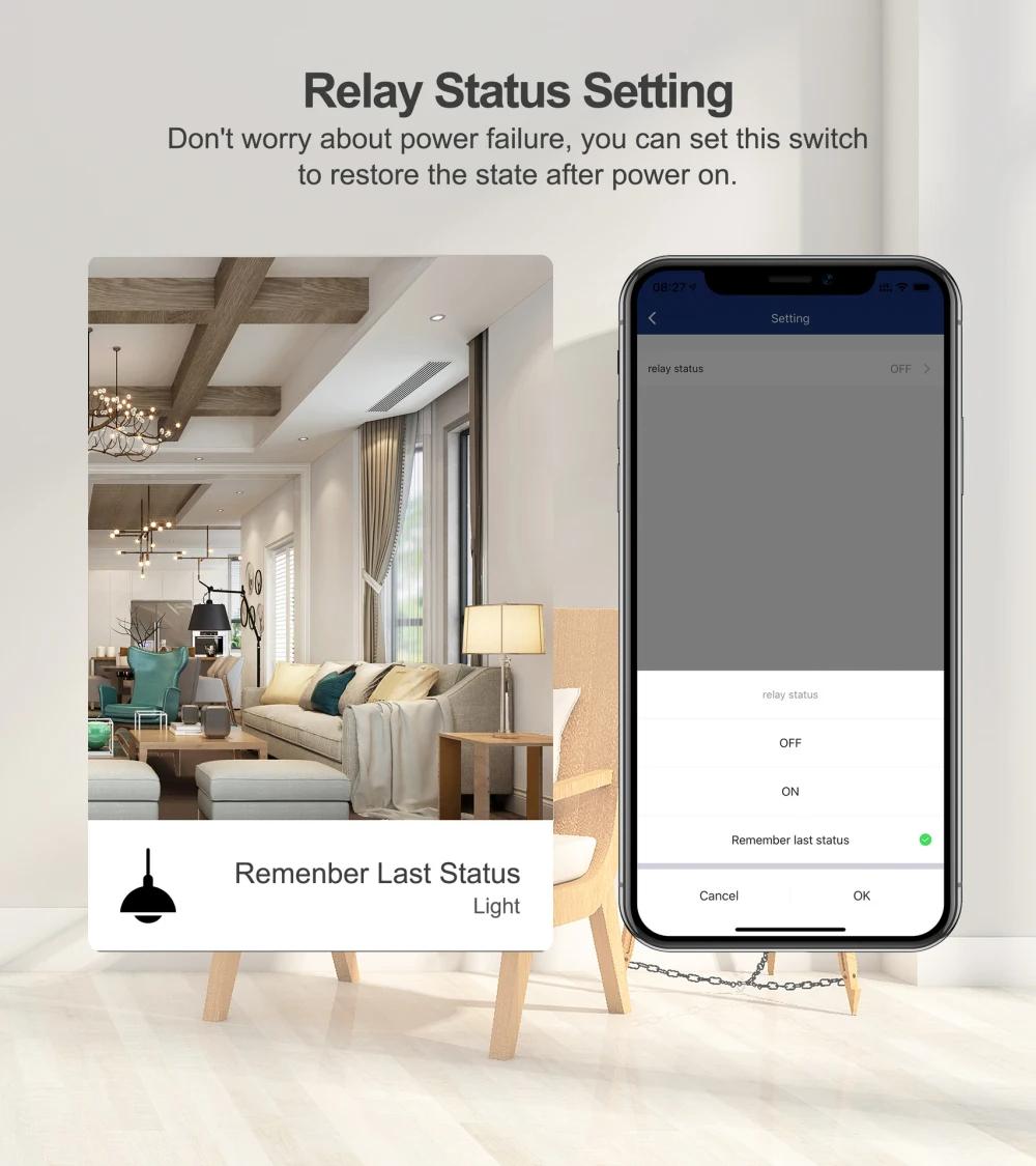 10A  Tuya WiFi Smart Switch Supports Amazon ALEXA/Google HOME Voice Control
