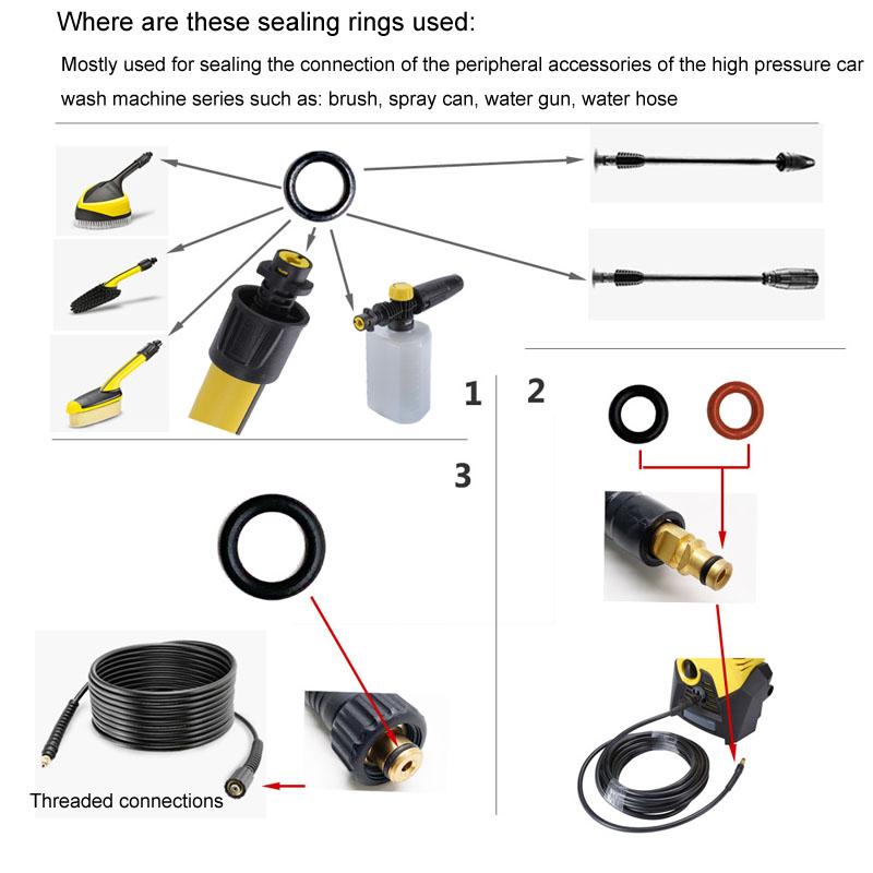 16pcs / Set For Karcher K2 / K3 / K4 / K5 / K6 / K7 High Pressure Washer O-Shape Sealing Ring