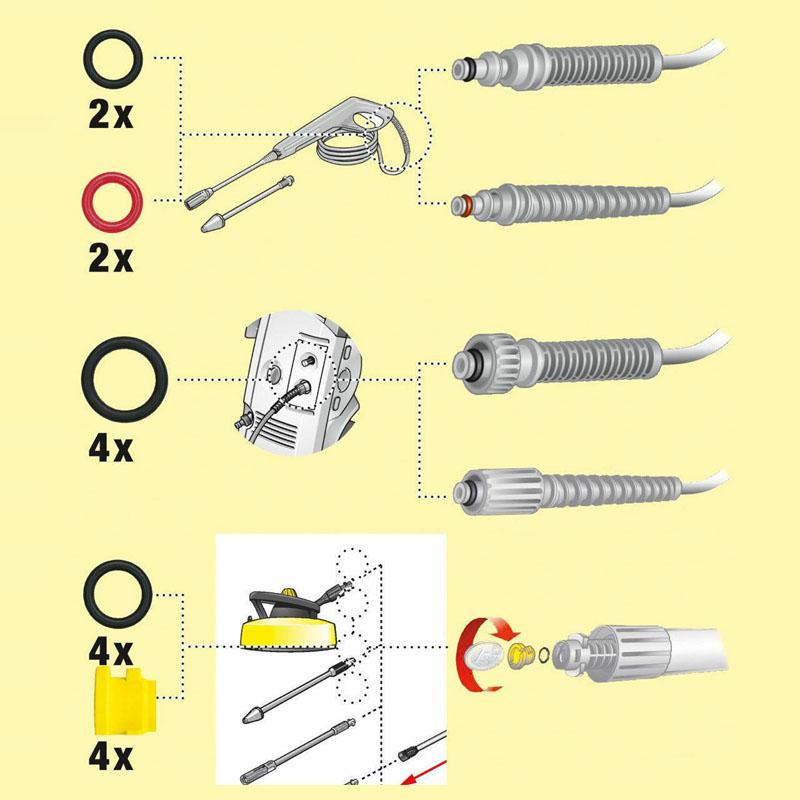 16pcs / Set For Karcher K2 / K3 / K4 / K5 / K6 / K7 High Pressure Washer O-Shape Sealing Ring