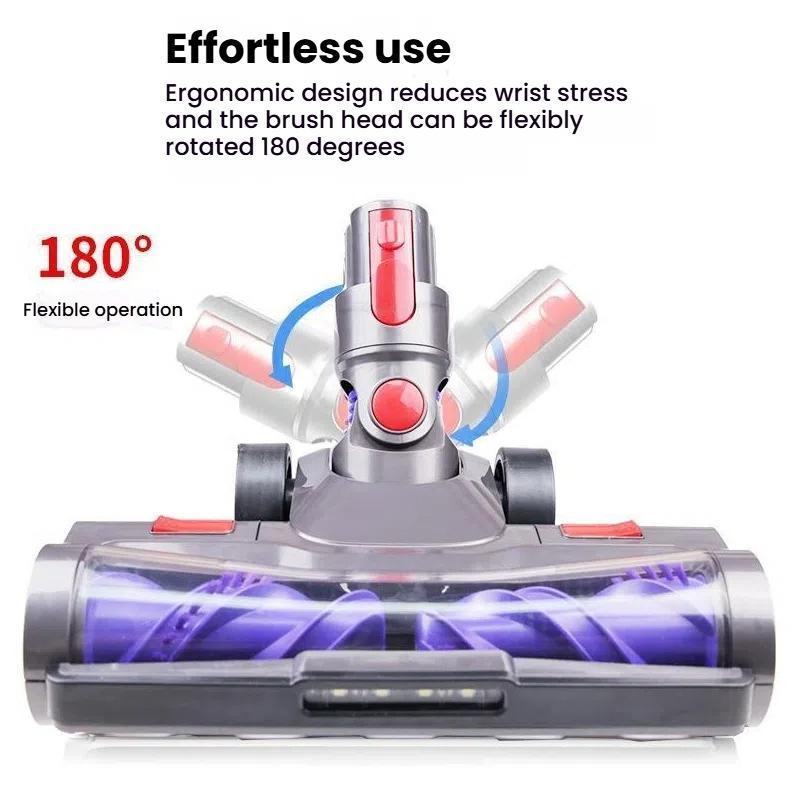 For Dyson V7 V8 V10 V11 V15 Vacuum Cleaner Double Roller Direct Drive Brush Head with LED Light(A5)
