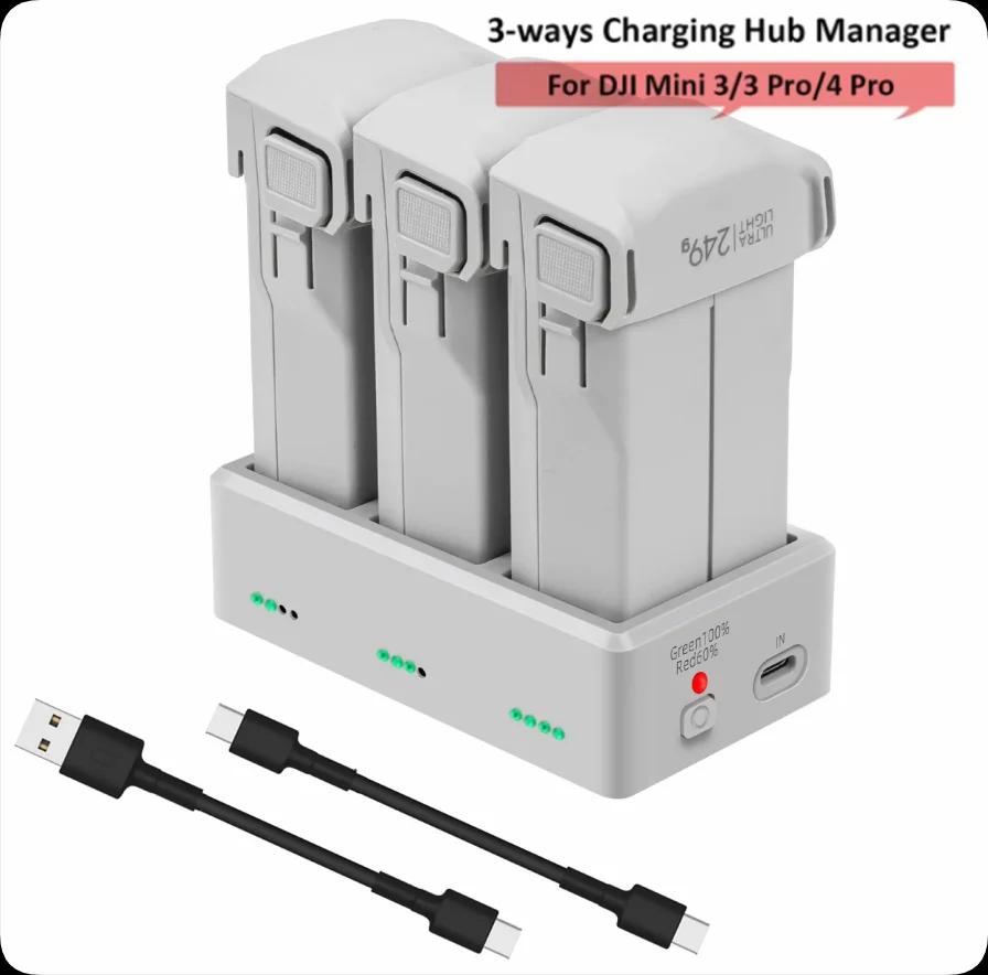 YX 3-Way Battery Charger For DJI Mini 4 Pro/Mini 3/Mini 3 Pro Charging Hub 35W EU Plug