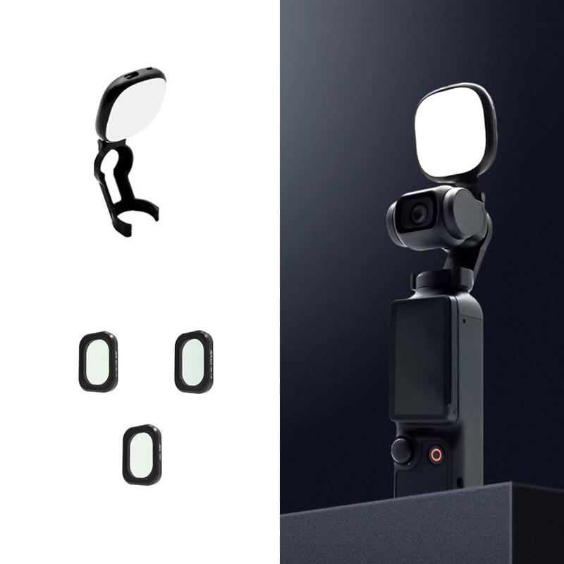 For DJI Osmo Pocket 3 JSR Fixed Frame Head Fill Light, Spec: With Black Soft 1/4+Black Soft 1/8+Soft Focus Lens