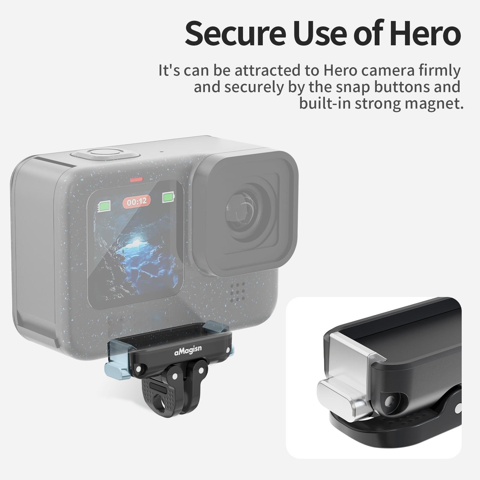 aMagisn Magnetic Quick Release Adapter for GoPro HERO13/12/11/10/9/8/11 Mini/MAX 2-in-1 Kit