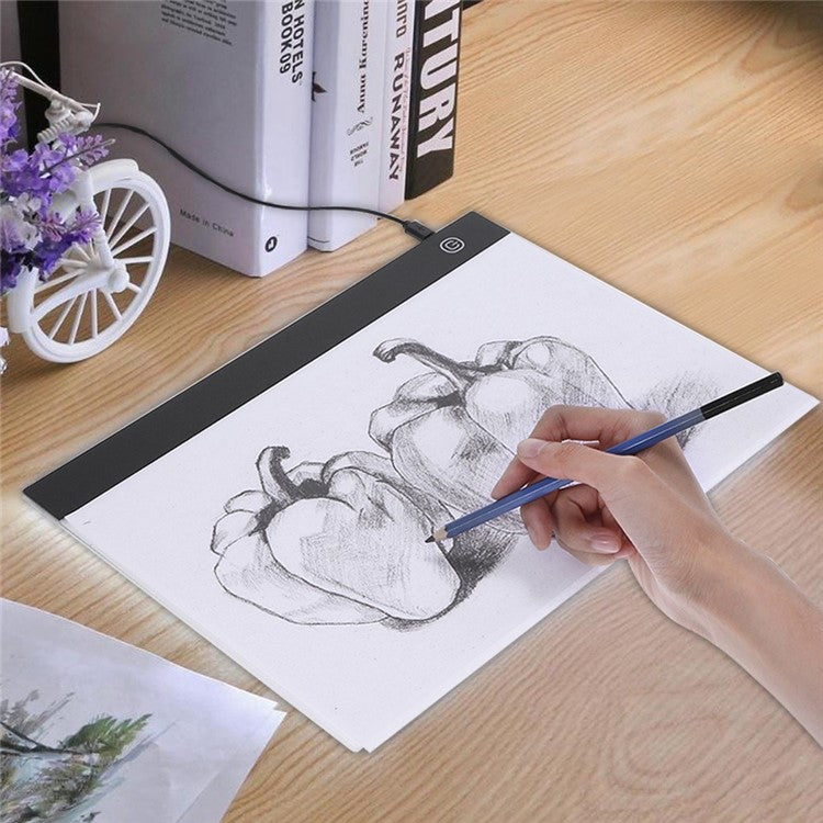 LED Graphic Tablet Writing Painting Light Box Tracing Drawing Board A4 Copy Table 235x330mm [CE Certified] - Smart Brightness Memory Function