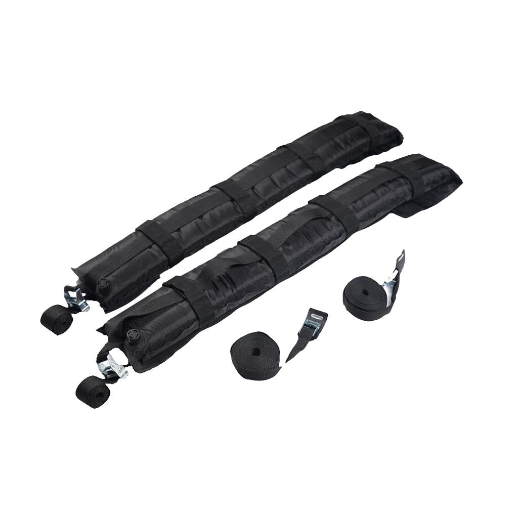 2 Pieces Black Soft Roof Racks Luggage Paddleboard, Longboard, Surfboad Carrier Bars Self Inflatable