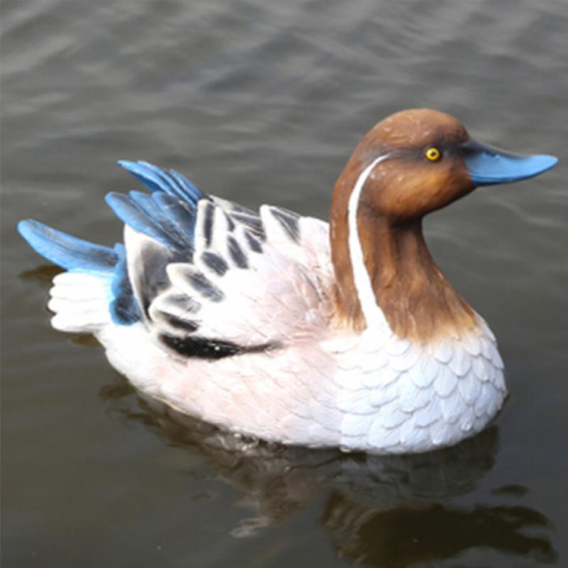 Resin Mallard Duck Garden Sculpture Lawn Decoration D- Brown Head Blue Mouth