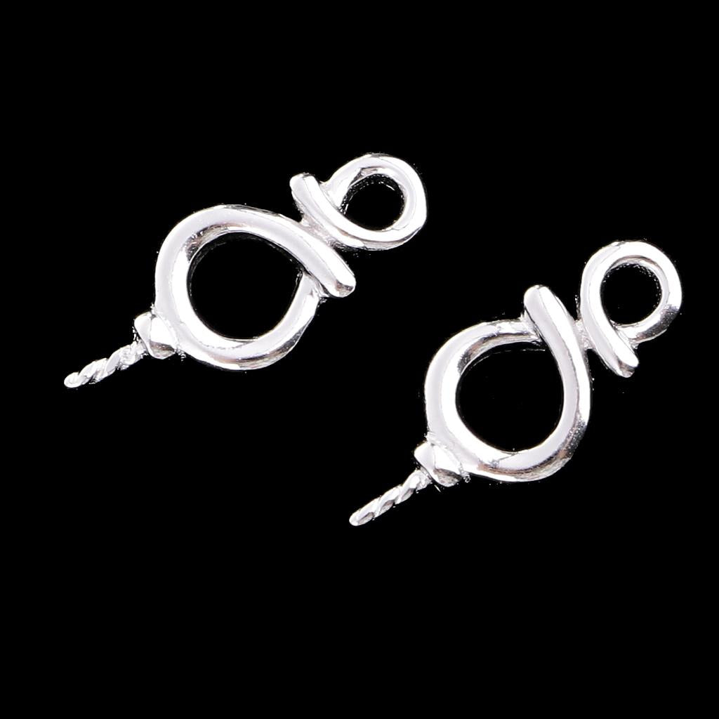 1 Pair of Sterling 925 Silver 8 Shape Ear Stud Earring Findings Bases DIY Jewelry