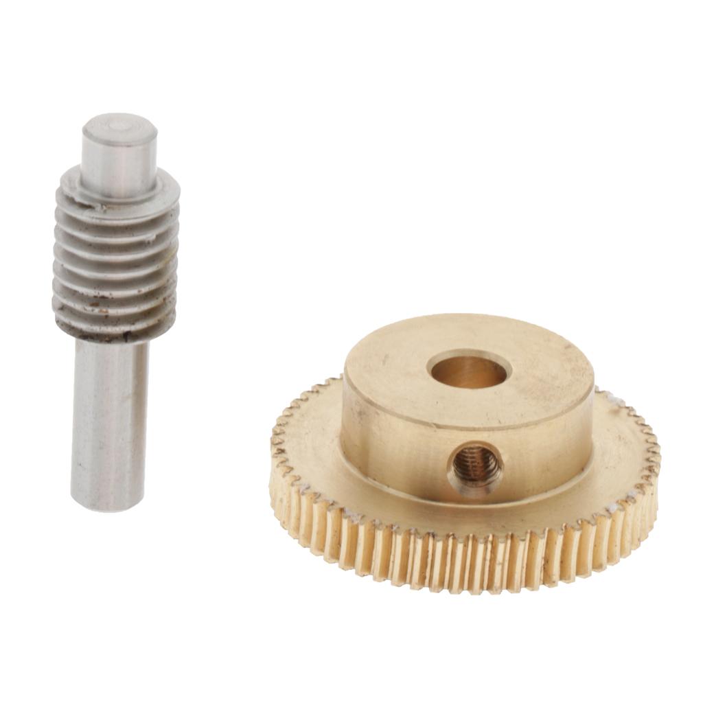 0.5 Modulus Brass Worm Gear Wheel 60 Tooth  + Steel Gear Shaft Set 