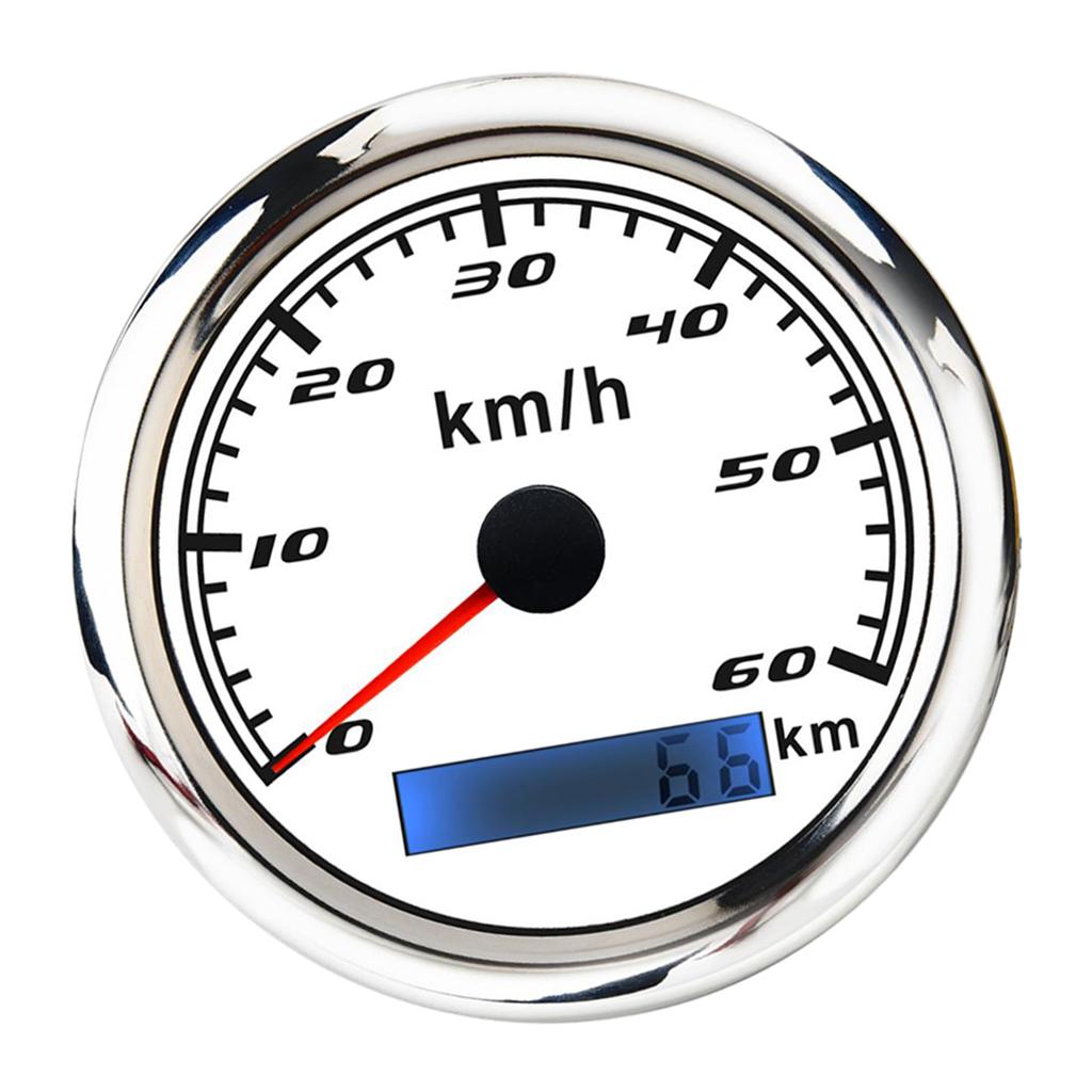 Marine Car Digital GPS Speedometer Gauge 0-60 km/h 85mm Waterproof White