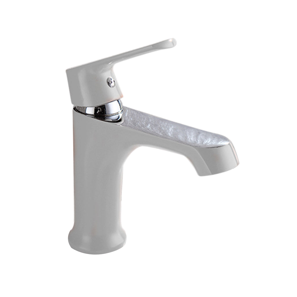 Bathroom Basin Mixer Faucet Single Lever Hot & Cold Tall Sink Mono Tap White