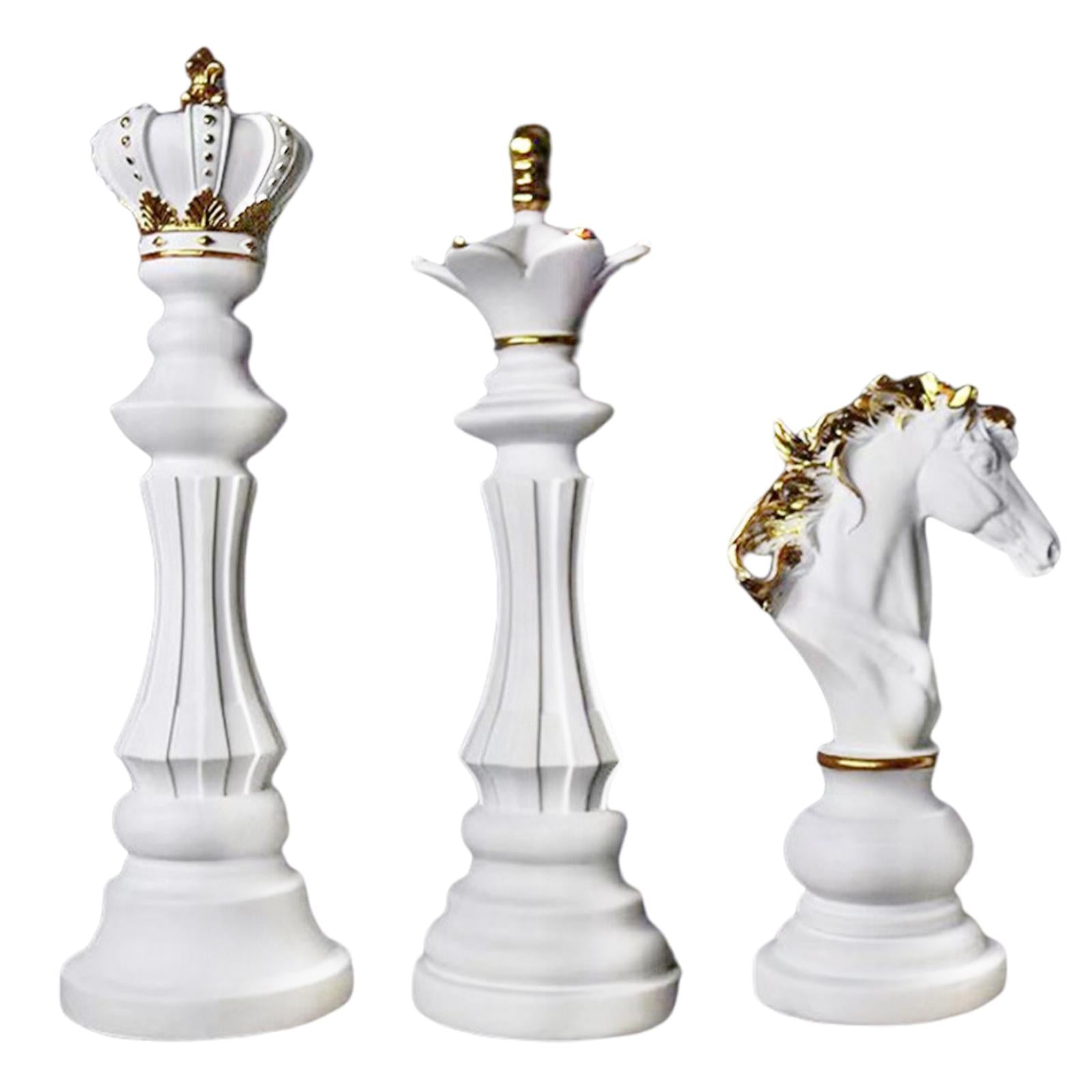 3x Art International Chess Sculpture Statue Photo Props Office Decor Artwork