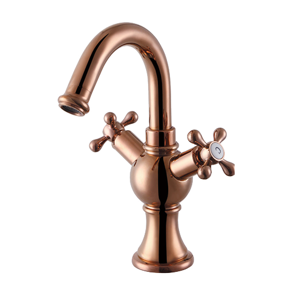 Vintage Cold Hot Mixed Water Faucet Bathroom Kitchen Sink Faucet Rose Gold