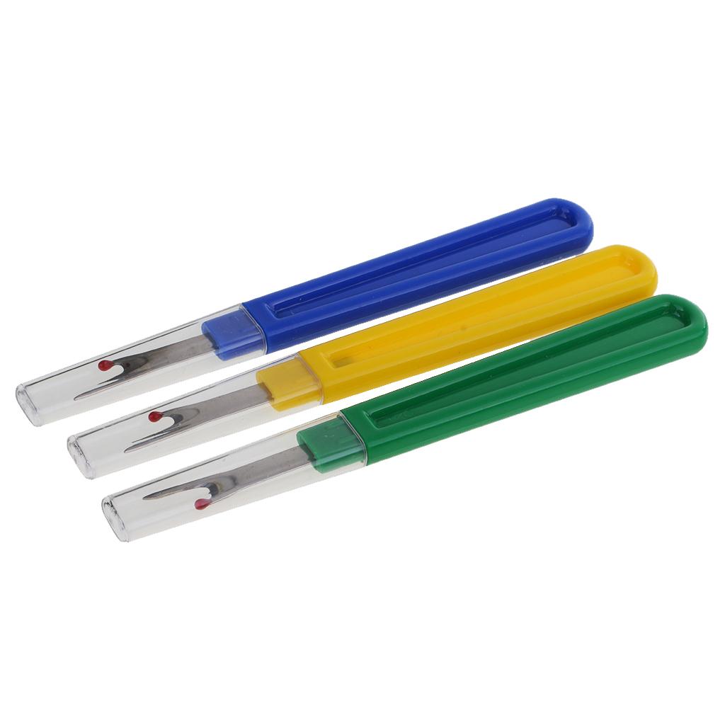  3 Pieces Steel Plastic Handle Craft Thread Cutter Seam Ripper Stitch Unpicker Needle Arts Sewing Tools