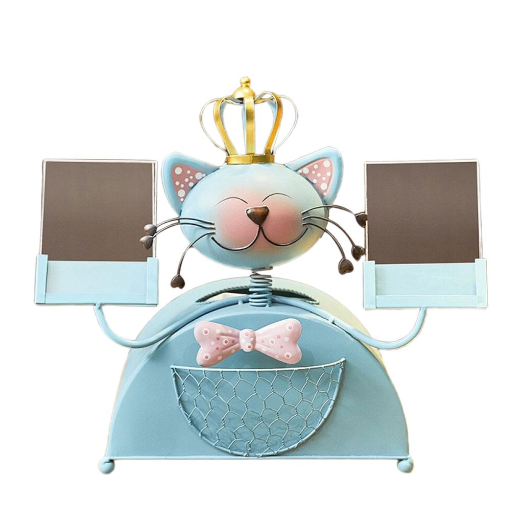 Multi-Function Cash Tissue Box Case Lucky Cat Ornaments Opening Gift Blue